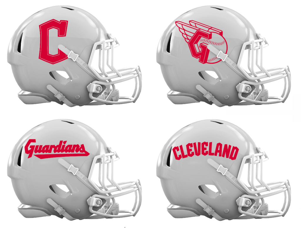Cleveland Guardians Custom Concept White Mini Riddell Speed Football Helmet