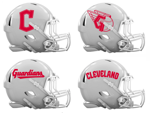 Cleveland Guardians Custom Concept White Mini Riddell Speed Football Helmet - SportsJewelryProShop