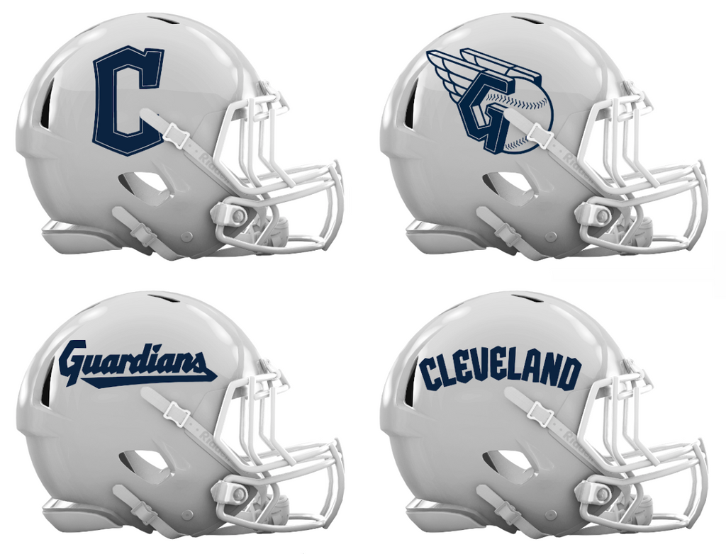 Cleveland Guardians Custom Concept White Mini Riddell Speed Football Helmet - SportsJewelryProShop