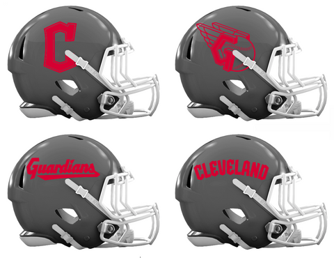 Cleveland Guardians Custom Concept Gray Mini Riddell Speed Football Helmet - SportsJewelryProShop