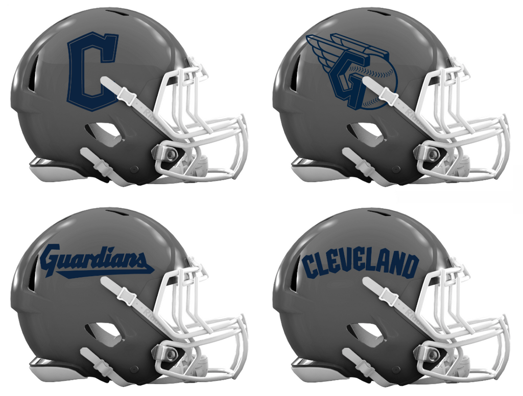Cleveland Guardians Custom Concept Gray Mini Riddell Speed Football Helmet - SportsJewelryProShop