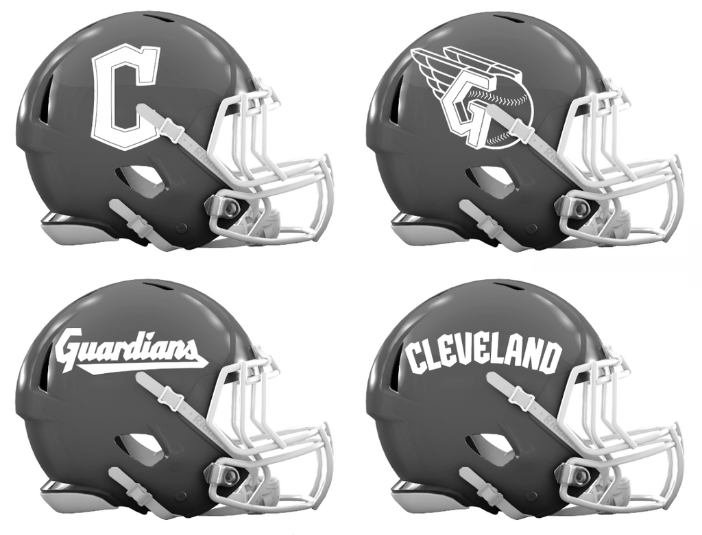 Cleveland Guardians Custom Concept Gray Mini Riddell Speed Football Helmet - SportsJewelryProShop