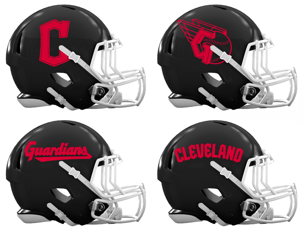 Cleveland Guardians Custom Concept Black Mini Riddell Speed Football Helmet