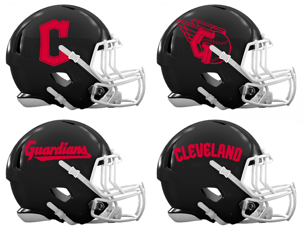 Cleveland Guardians Custom Concept Black Mini Riddell Speed Football Helmet - SportsJewelryProShop
