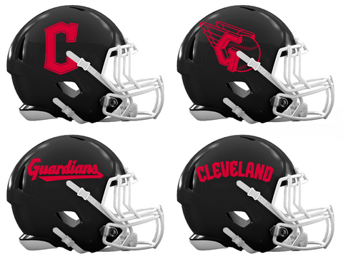 Cleveland Guardians Custom Concept Black Mini Riddell Speed Football Helmet - SportsJewelryProShop