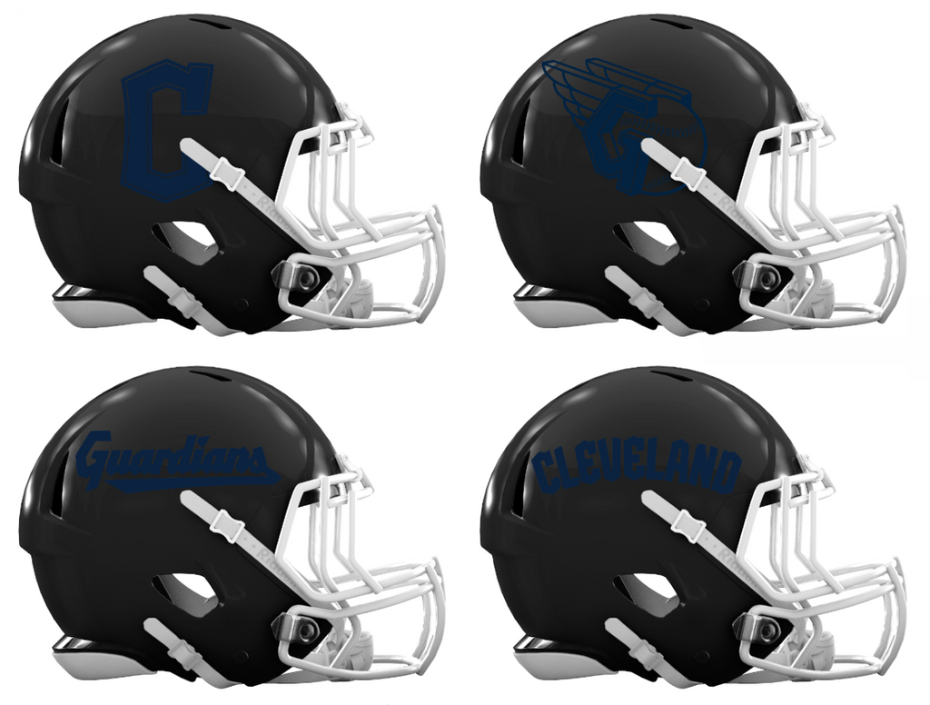 Cleveland Guardians Custom Concept Black Mini Riddell Speed Football Helmet - SportsJewelryProShop