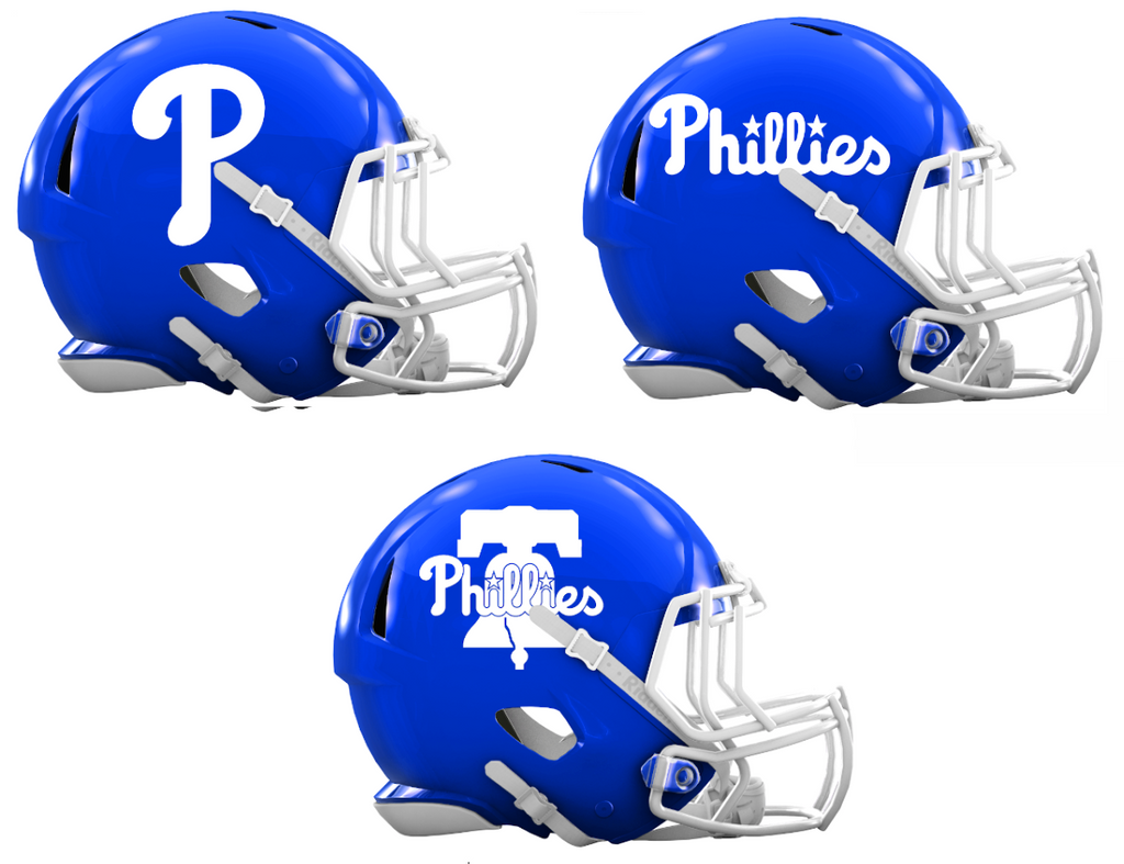 Philadelphia Phillies Custom Concept Royal Blue Mini Riddell Speed Football Helmet - SportsJewelryProShop