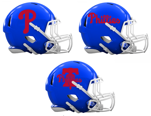 Philadelphia Phillies Custom Concept Royal Blue Mini Riddell Speed Football Helmet - SportsJewelryProShop