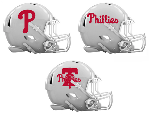 Philadelphia Phillies Custom Concept White Mini Riddell Speed Football Helmet - SportsJewelryProShop