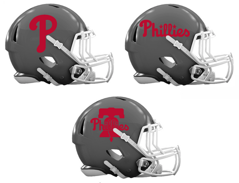 Philadelphia Phillies Custom Concept Gray Mini Riddell Speed Football Helmet - SportsJewelryProShop