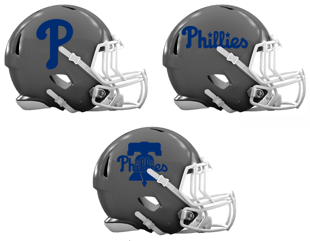 Philadelphia Phillies Custom Concept Gray Mini Riddell Speed Football Helmet - SportsJewelryProShop