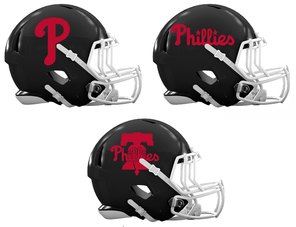 Philadelphia Phillies Custom Concept Black Mini Riddell Speed Football Helmet - SportsJewelryProShop