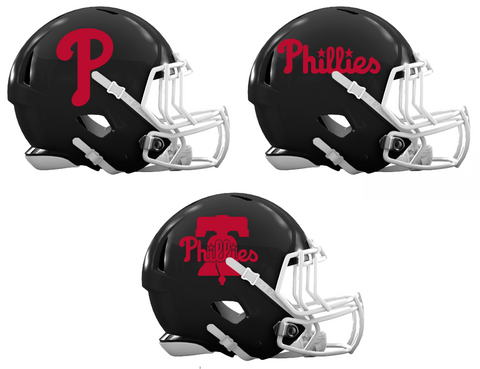 Philadelphia Phillies Custom Concept Black Mini Riddell Speed Football Helmet - SportsJewelryProShop