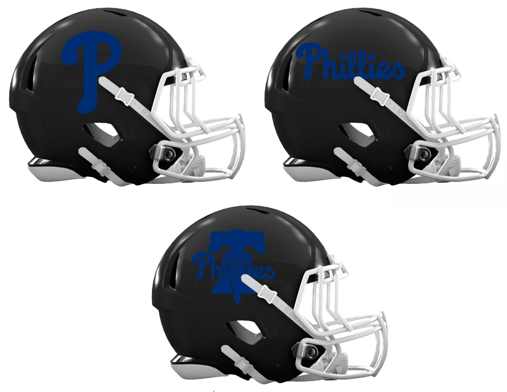 Philadelphia Phillies Custom Concept Black Mini Riddell Speed Football Helmet - SportsJewelryProShop