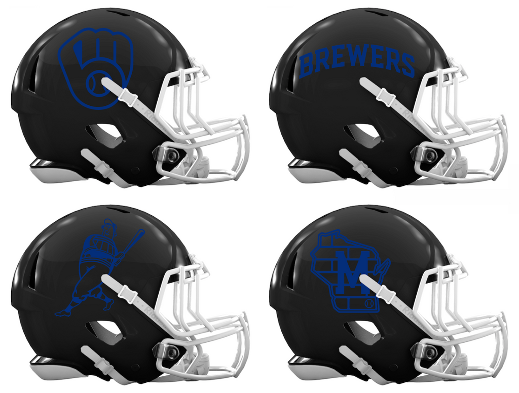 Milwaukee Brewers Custom Concept Black Mini Riddell Speed Football Helmet - SportsJewelryProShop