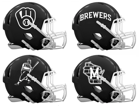 Milwaukee Brewers Custom Concept Black Mini Riddell Speed Football Helmet - SportsJewelryProShop