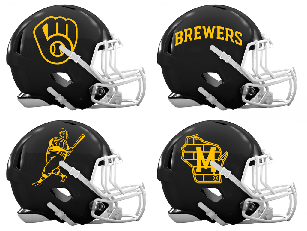 Milwaukee Brewers Custom Concept Black Mini Riddell Speed Football Helmet