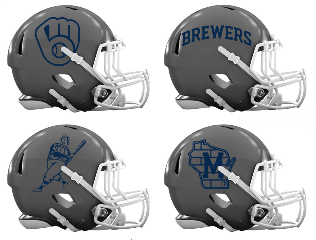 Milwaukee Brewers Custom Concept Gray Mini Riddell Speed Football Helmet