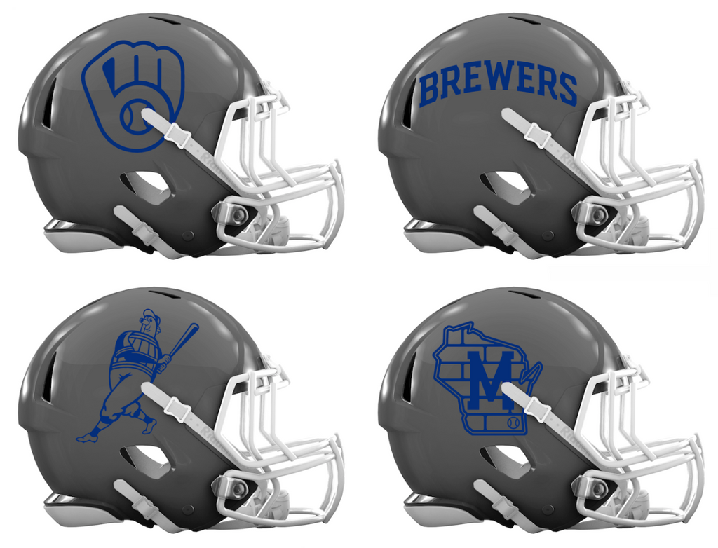 Milwaukee Brewers Custom Concept Gray Mini Riddell Speed Football Helmet - SportsJewelryProShop