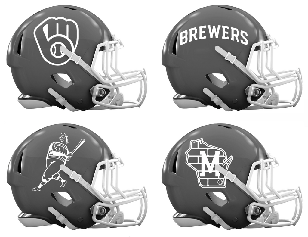 Milwaukee Brewers Custom Concept Gray Mini Riddell Speed Football Helmet - SportsJewelryProShop