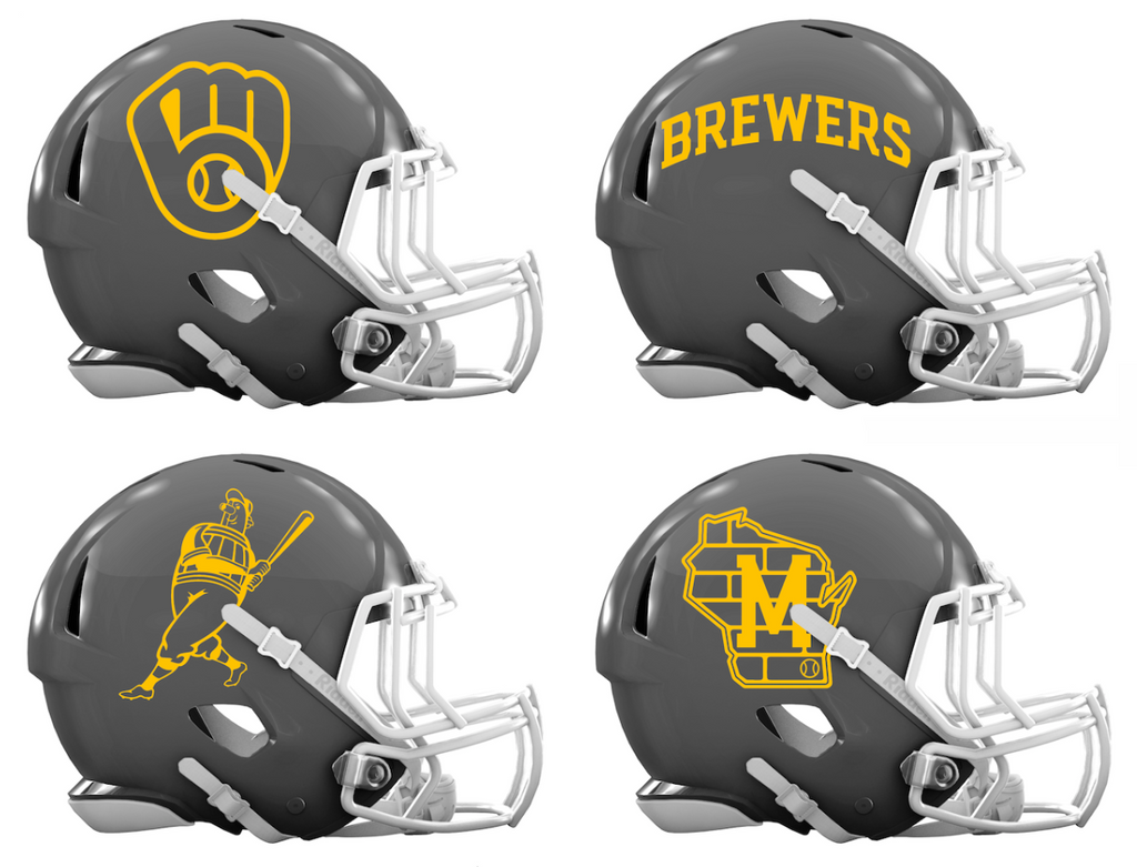 Milwaukee Brewers Custom Concept Gray Mini Riddell Speed Football Helmet