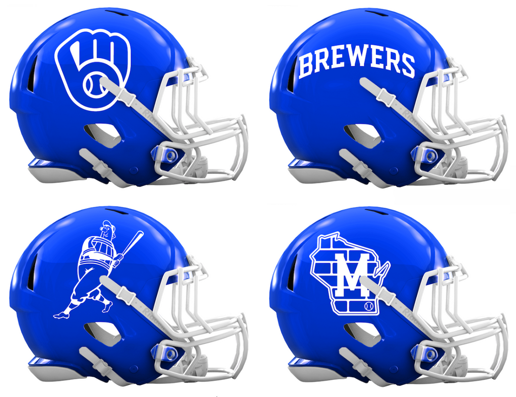 Milwaukee Brewers Custom Concept Royal Blue Mini Riddell Speed Football Helmet - SportsJewelryProShop