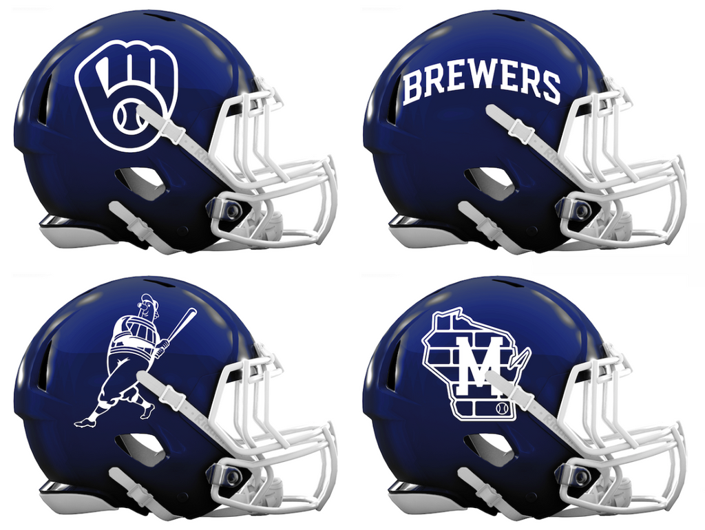 Milwaukee Brewers Custom Concept Navy Blue Mini Riddell Speed Football Helmet - SportsJewelryProShop