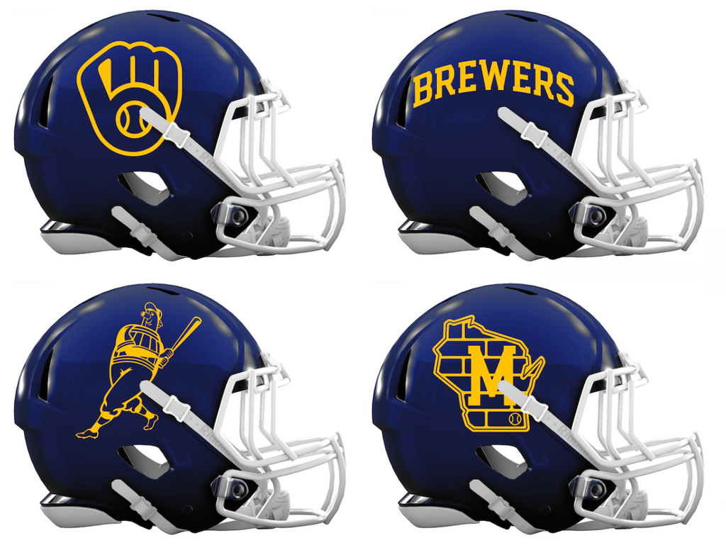 Milwaukee Brewers Custom Concept Navy Blue Mini Riddell Speed Football Helmet