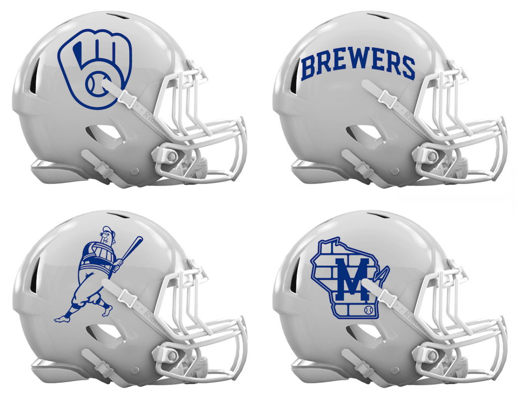 Milwaukee Brewers Custom Concept White Mini Riddell Speed Football Helmet - SportsJewelryProShop