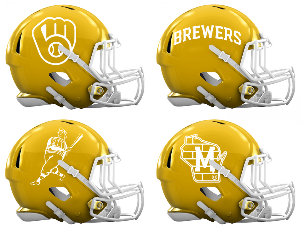 Milwaukee Brewers Custom Concept Yellow Mini Riddell Speed Football Helmet