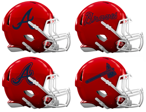 Atlanta Braves Custom Concept Red Mini Riddell Speed Football Helmet
