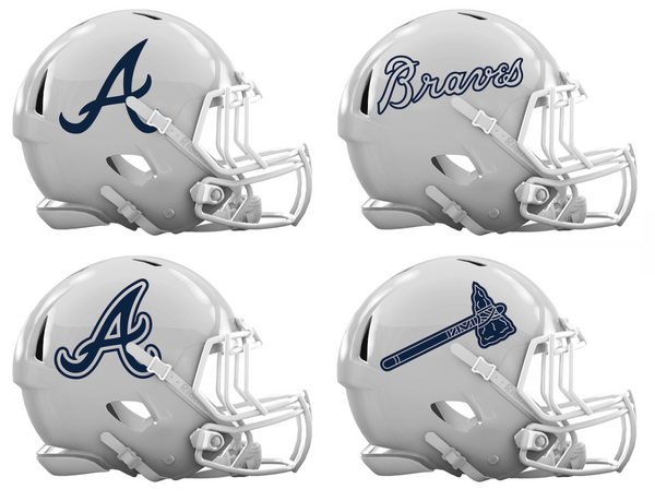 Atlanta Braves Custom Concept White Mini Riddell Speed Football Helmet - SportsJewelryProShop