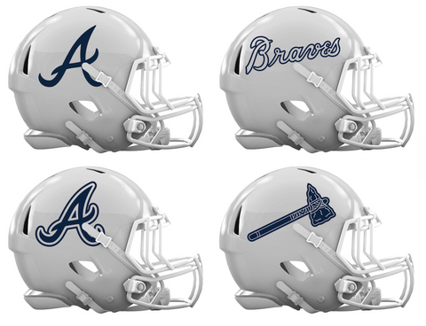 Atlanta Braves Custom Concept White Mini Riddell Speed Football Helmet - SportsJewelryProShop