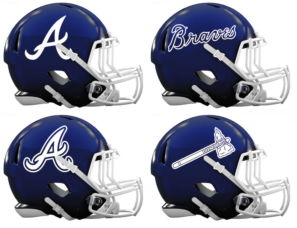 Atlanta Braves Custom Concept Navy Blue Mini Riddell Speed Football Helmet - SportsJewelryProShop
