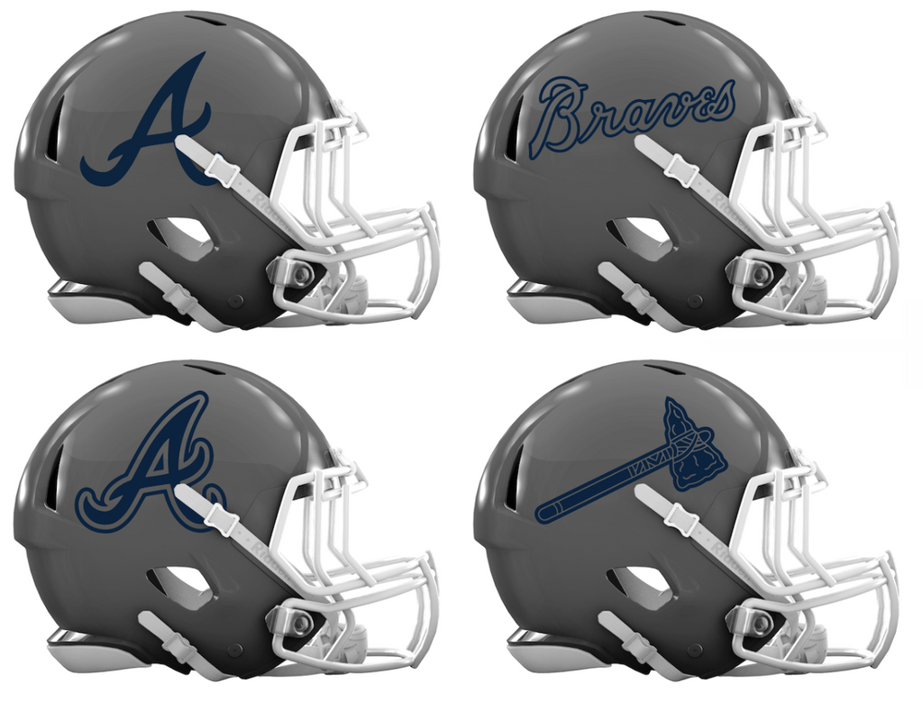 Atlanta Braves Custom Concept Gray Mini Riddell Speed Football Helmet - SportsJewelryProShop