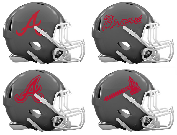 Atlanta Braves Custom Concept Gray Mini Riddell Speed Football Helmet - SportsJewelryProShop