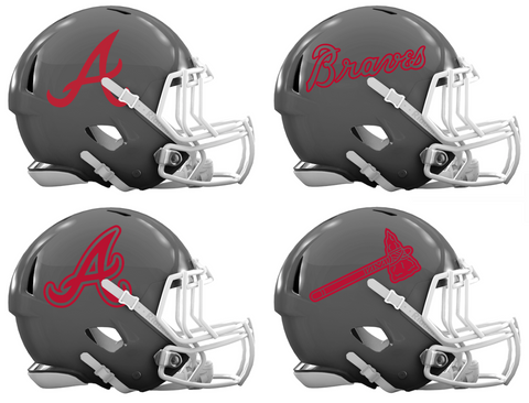 Atlanta Braves Custom Concept Gray Mini Riddell Speed Football Helmet - SportsJewelryProShop