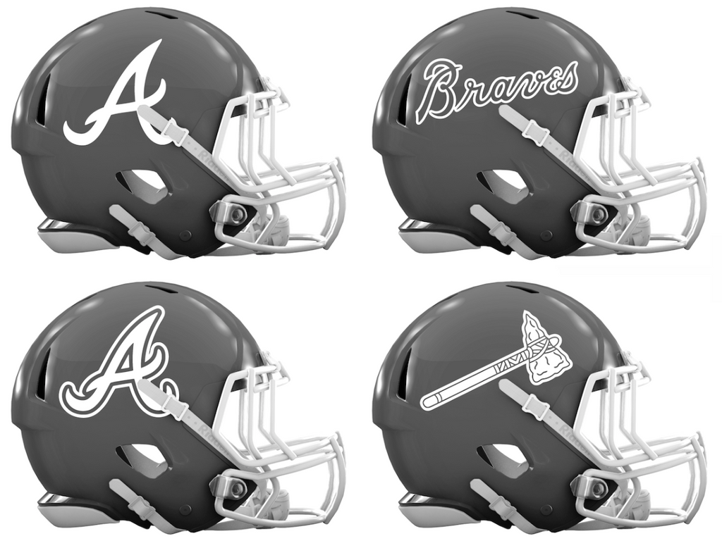 Atlanta Braves Custom Concept Gray Mini Riddell Speed Football Helmet - SportsJewelryProShop