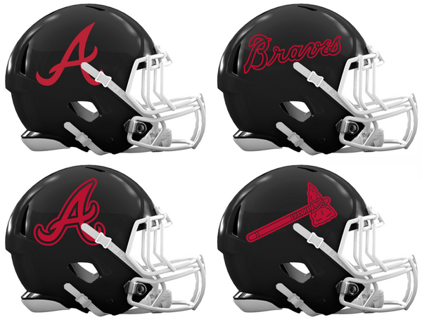 Atlanta Braves Custom Concept Black Mini Riddell Speed Football Helmet - SportsJewelryProShop