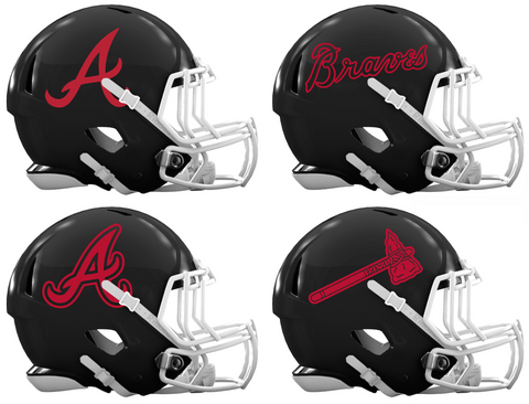 Atlanta Braves Custom Concept Black Mini Riddell Speed Football Helmet - SportsJewelryProShop