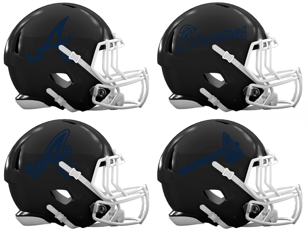 Atlanta Braves Custom Concept Black Mini Riddell Speed Football Helmet - SportsJewelryProShop