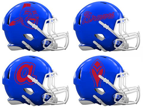 Atlanta Braves Retro Throwback Custom Concept Royal Blue Mini Riddell Speed Football Helmet