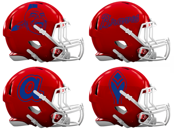 Atlanta Braves Retro Throwback Custom Concept Red Mini Riddell Speed Football Helmet