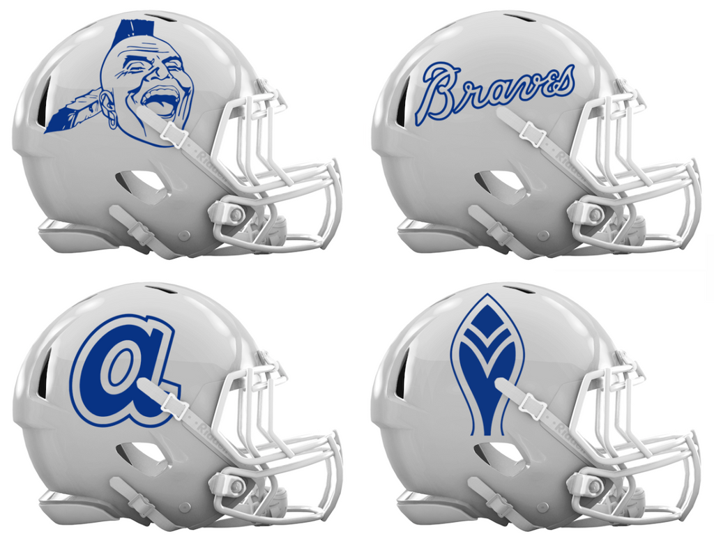 Atlanta Braves Retro Throwback Custom Concept White Mini Riddell Speed Football Helmet