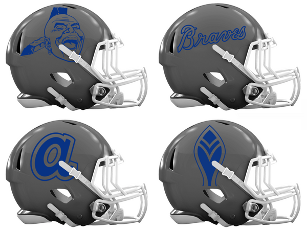 Atlanta Braves Retro Throwback Custom Concept Gray Mini Riddell Speed Football Helmet - SportsJewelryProShop