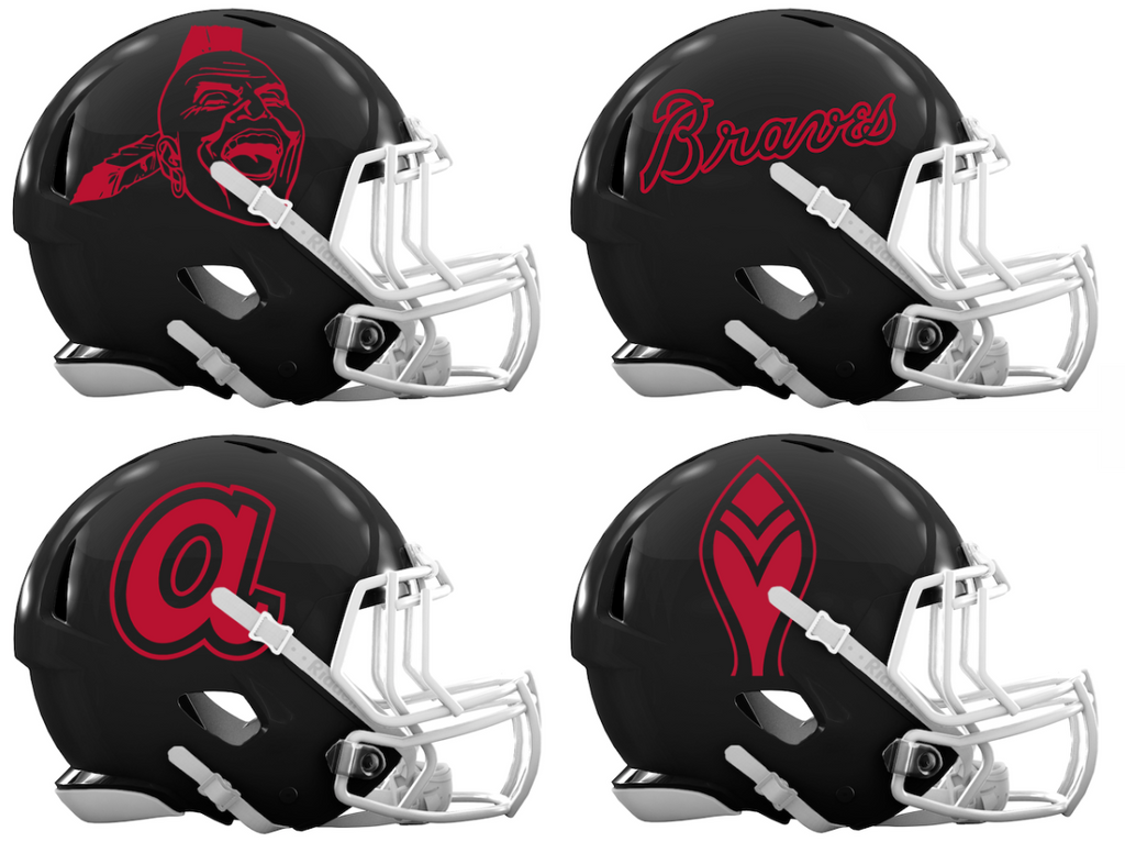 Atlanta Braves Retro Throwback Custom Concept Black Mini Riddell Speed Football Helmet