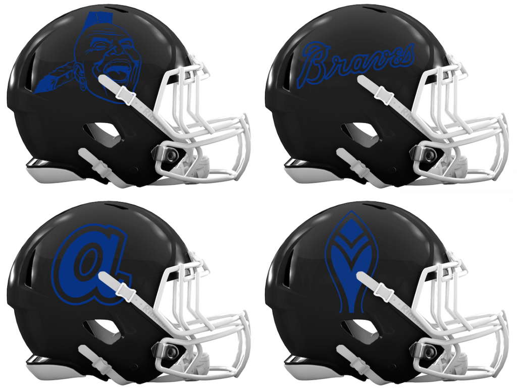 Atlanta Braves Retro Throwback Custom Concept Black Mini Riddell Speed Football Helmet