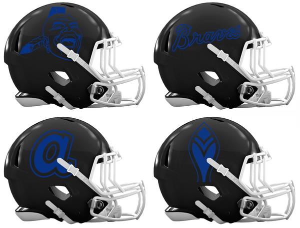 Atlanta Braves Retro Throwback Custom Concept Black Mini Riddell Speed Football Helmet - SportsJewelryProShop