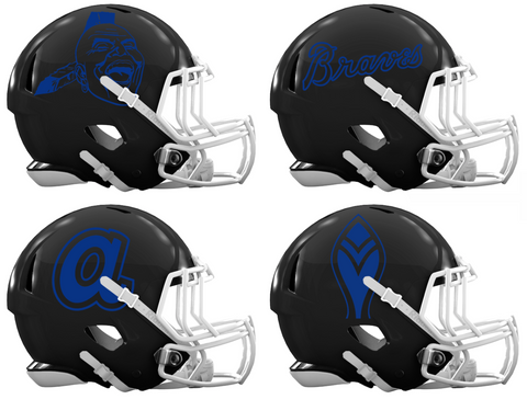 Atlanta Braves Retro Throwback Custom Concept Black Mini Riddell Speed Football Helmet - SportsJewelryProShop