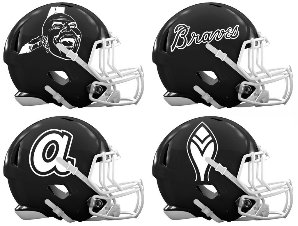 Atlanta Braves Retro Throwback Custom Concept Black Mini Riddell Speed Football Helmet - SportsJewelryProShop